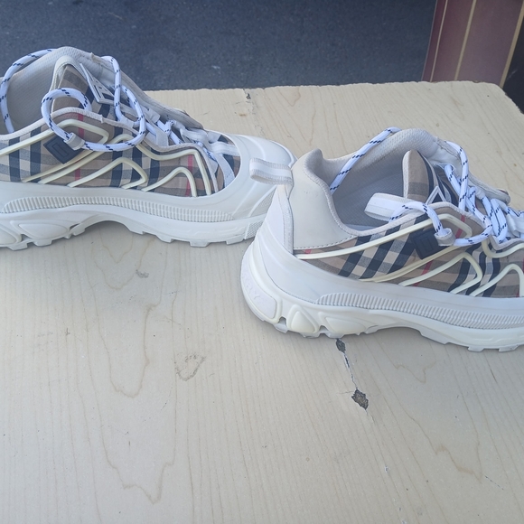 Burberry White and Tan Plaid Sneakers main image 2